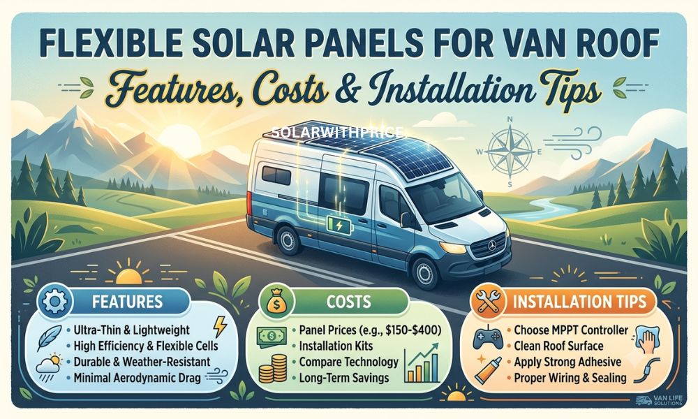 give me a graet attractive image 900*550"Flexible Solar Panels for Van Roof – Features, Costs & Installation Tips