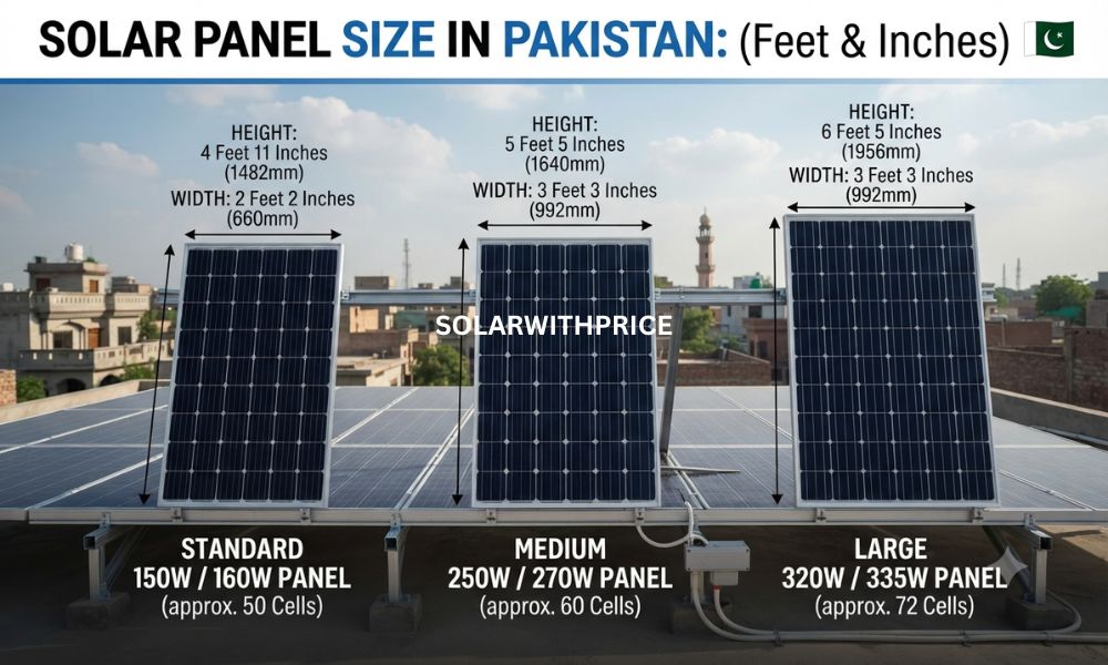 Solar Panel Size in Pakistan 2026: (Feet & Inches)