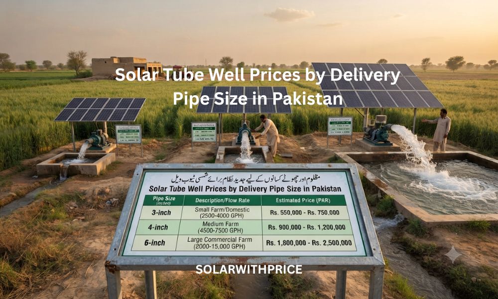 Solar Tube Well Prices by Delivery Pipe Size in Pakistan