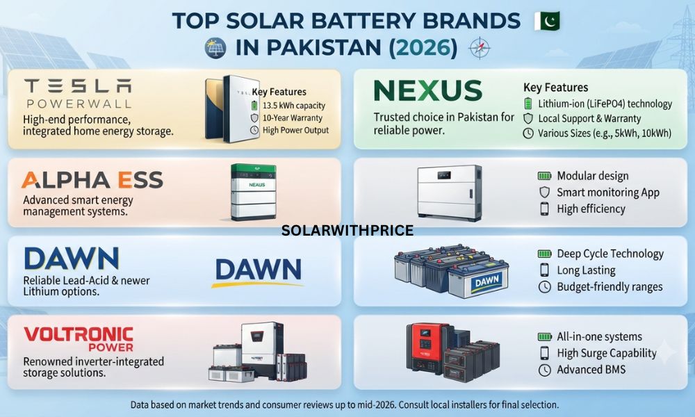 Top Solar Battery Brands in Pakistan (2026)