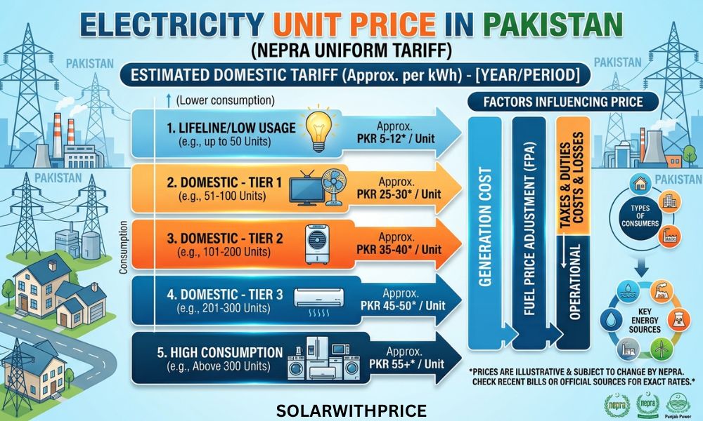 Electricity Unit Price in Pakistan (NEPRA Uniform Tariff)