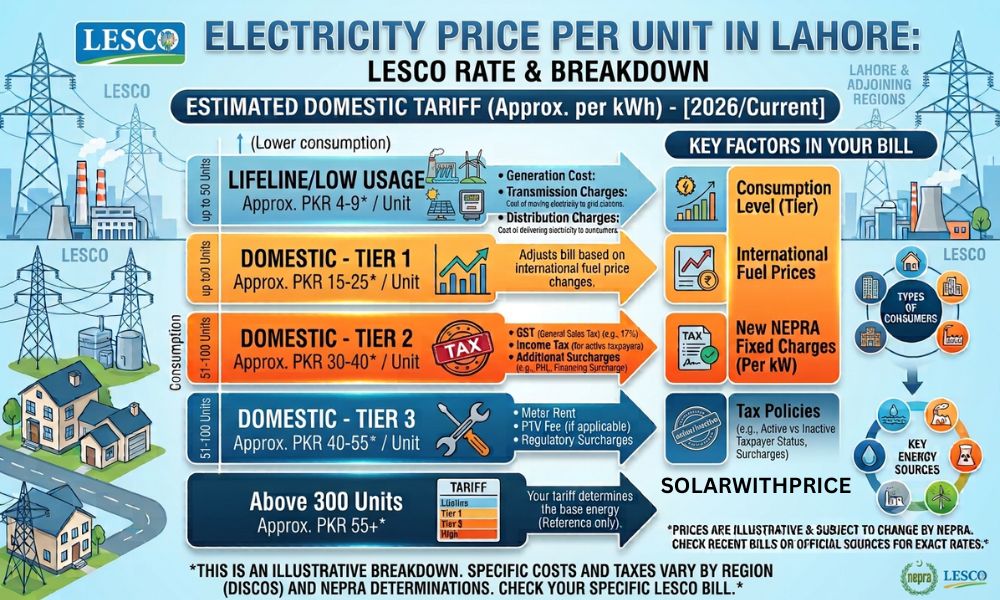 LESCO (Lahore Electric Supply Company) Per Unit Price