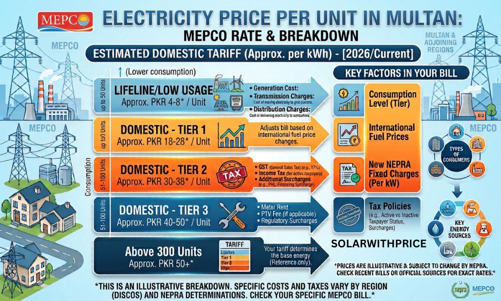 MEPCO (Multan Electric Power Company) Per Unit Price