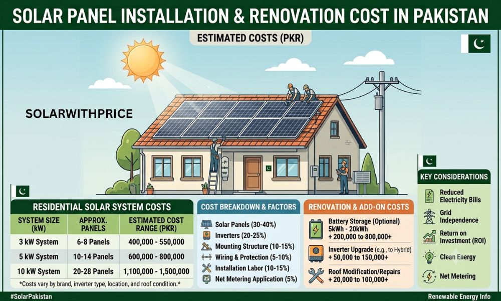 Solar Panel Installation Renovation Cost in Pakistan