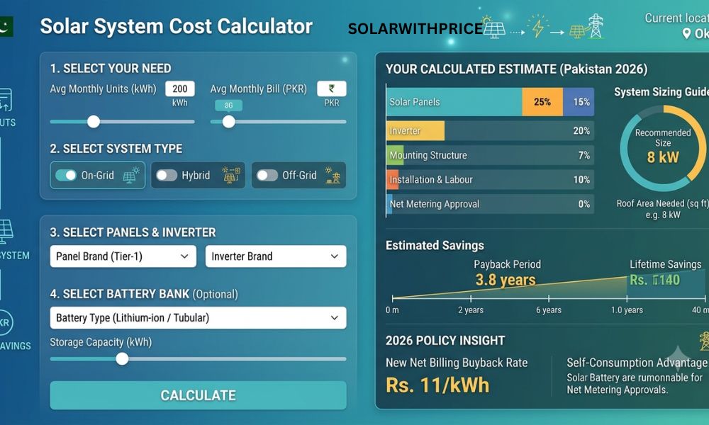 Solar System Cost Calculator in Pakistan 2026