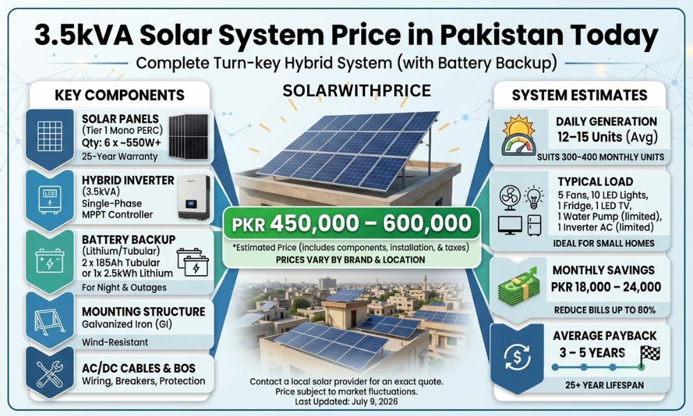 3.5kVA Solar System Price in Pakistan Today