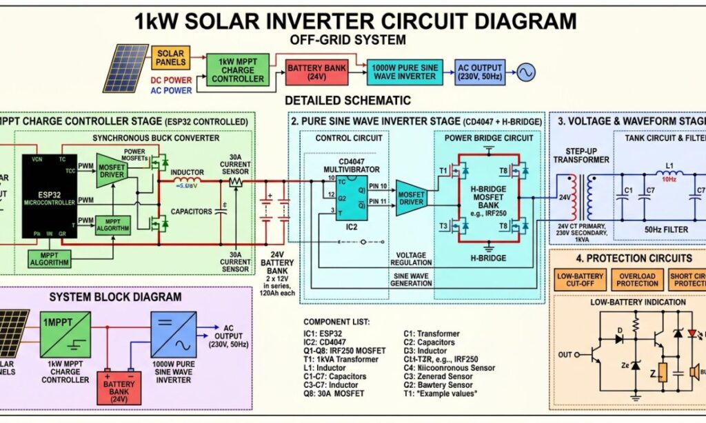 1kw Solar Inverter Circuit Diagram